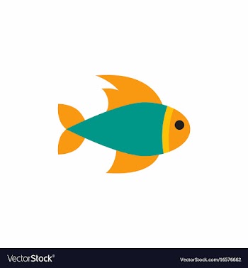Aquarium fish silhouette colorful cartoon flat vector image