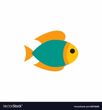 Aquarium fish silhouette colorful cartoon flat vector image
