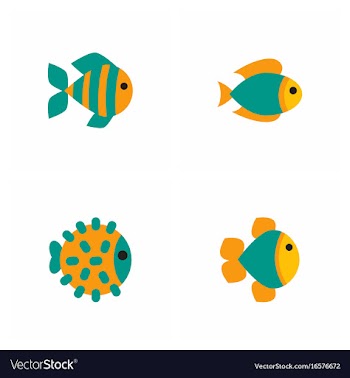 Aquarium fish silhouette colorful cartoon flat vector image
