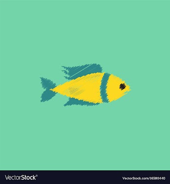 Aquarium fish silhouette colorful cartoon flat vector image