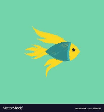 Aquarium fish silhouette colorful cartoon flat vector image