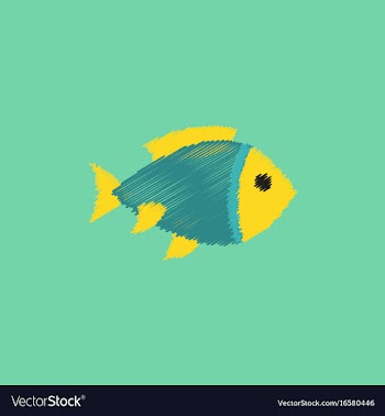 Aquarium fish silhouette colorful cartoon flat vector image