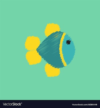 Aquarium fish silhouette colorful cartoon flat vector image