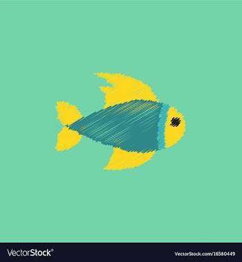 Aquarium fish silhouette colorful cartoon flat vector image