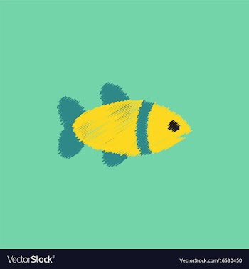 Aquarium fish silhouette colorful cartoon flat vector image