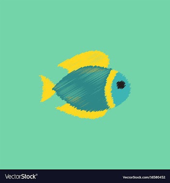 Aquarium fish silhouette colorful cartoon flat vector image