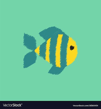 Aquarium fish silhouette colorful cartoon flat vector image