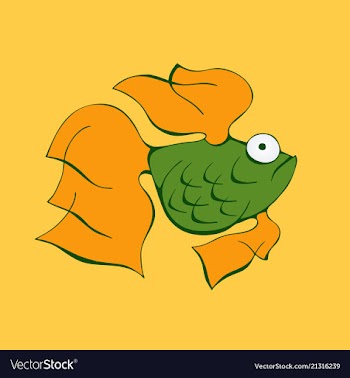 Aquarium fish silhouette colorful cartoon flat vector image