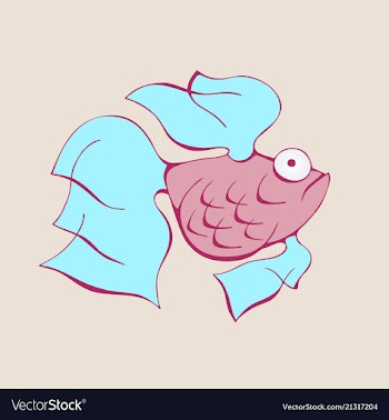 Aquarium fish silhouette colorful cartoon flat vector image