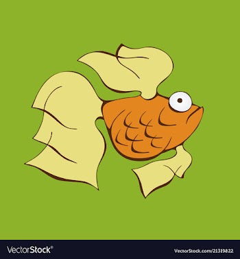 Aquarium fish silhouette colorful cartoon flat vector image