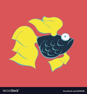 Aquarium fish silhouette colorful cartoon flat vector image