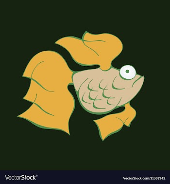 Aquarium fish silhouette colorful cartoon flat vector image