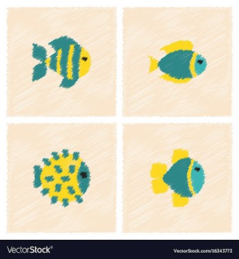 Aquarium fish silhouette stock collection in vector image