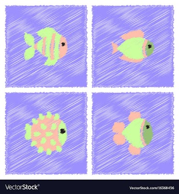 Aquarium fish silhouette stock collection in vector image