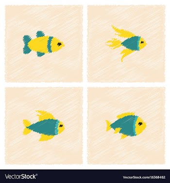 Aquarium fish silhouette stock collection in vector image