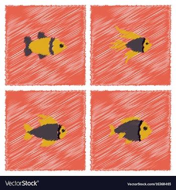 Aquarium fish silhouette stock collection in vector image