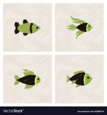 Aquarium fish silhouette stock collection in vector image