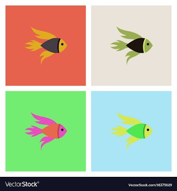 Aquarium fish silhouette stock collection vector image