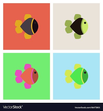Aquarium fish silhouette stock collection vector image