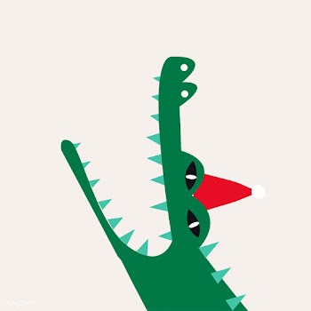 Aquatic cartoon crocodile wearing a Christmas.. | Free stock vector - 477066