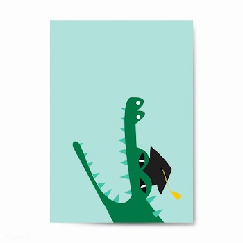 Aquatic cartoon crocodile wearing a graduatio.. | Free stock vector - 477049