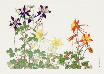 Aquilegia flower, Japanese woodblock art | Free Photo Illustration - rawpixel