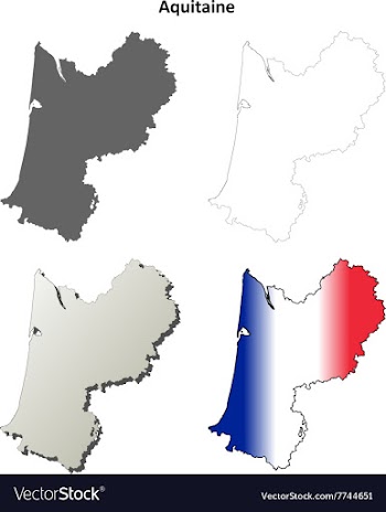 Aquitaine blank detailed outline map set vector image