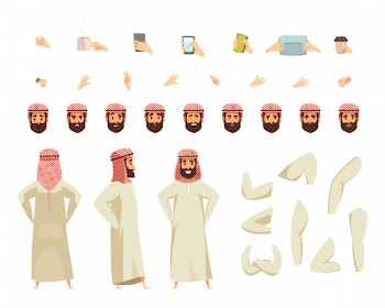 Arab man construction set Free Vector