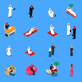 Arab persons isometric set Free Vector