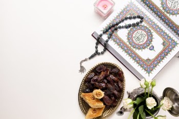 Arabic spiritual arrangement flat lay Free Photo