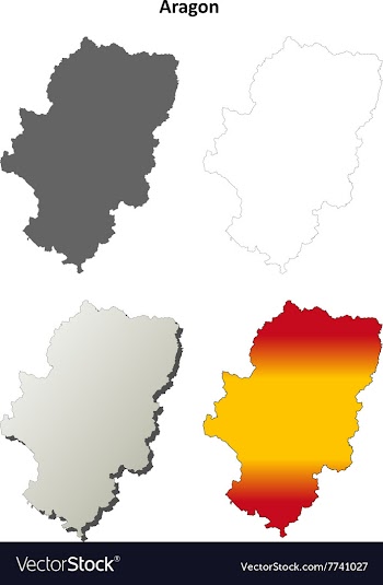 Aragon blank detailed outline map set vector image