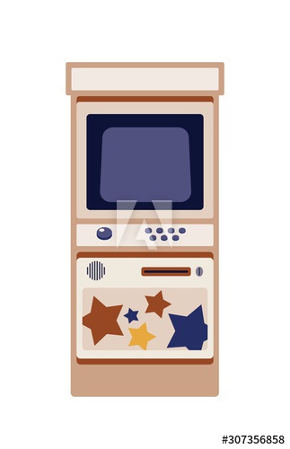 Arcade game cabinet flat vector illustration