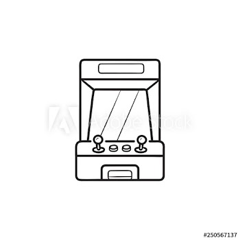 Arcade game machine hand drawn outline doodle icon