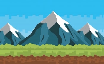 Arcade game world and pixel scene Free Vector