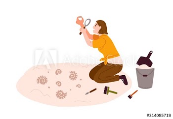Archeology, antiques search flat vector illustration