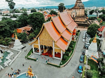 Architectural Design Of An Orange Temple