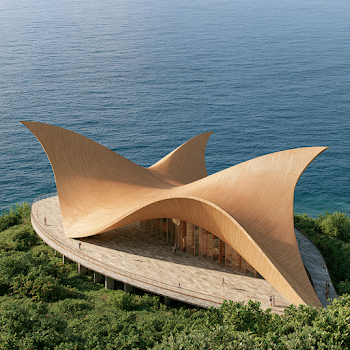 Architectural Marvel: Gold Glulam Visitor Centre Overlooking the Caribbean