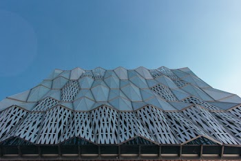 Architectural Photo of Gray and Blue Concrete Building