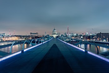 Architectural Photography of Bridge Near of High-rise Buildings