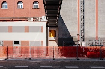 architectural photography of building with bridge