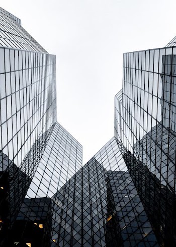 architectural photography of glass buildings