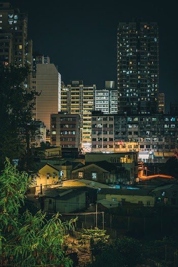Architectural Photography of Lighted City Buildings