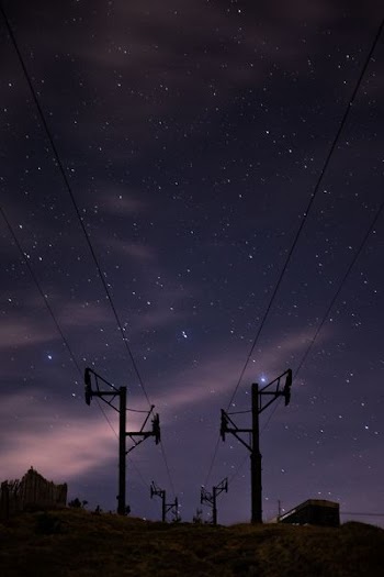 architectural photography of power lines