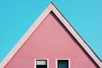 architectural photography of red house