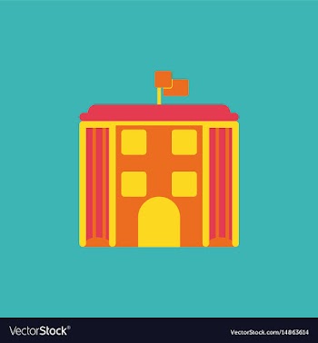 Architecture building and columns with flag vector image