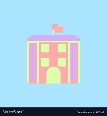 Architecture building and columns with flag vector image