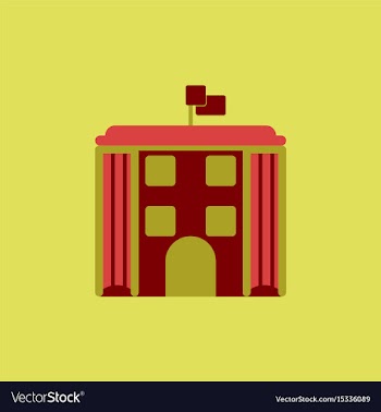 Architecture building and columns with flag vector image
