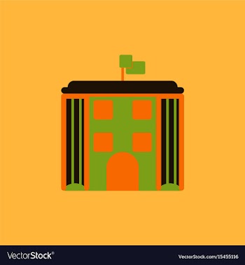 Architecture building and columns with flag vector image