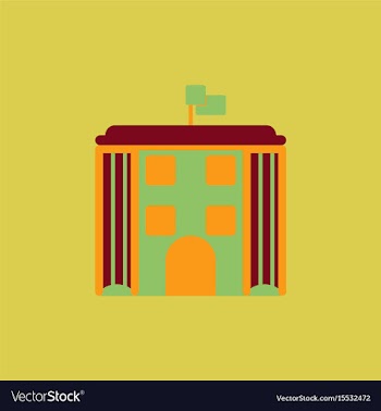 Architecture building and columns with flag vector image