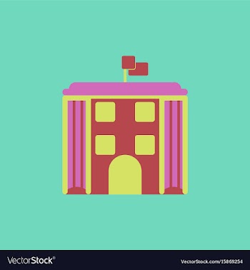 Architecture building and columns with flag vector image